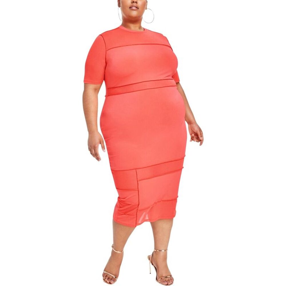 Nina Parker Womens Exposed Seams Mesh Maxi Dress, , Plus Size, 2X, DM